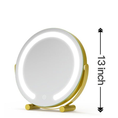 FENNIO Vanity Mirror with Lights, 12 Inch Light up Makeup Mirror, LED Makeup Mirror with Lights for Bedroom Tabletop, Smart Touch Control 3 Colors Dimmable, 360° Rotation, White