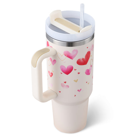 Insulated Tumbler With Straw & Handle