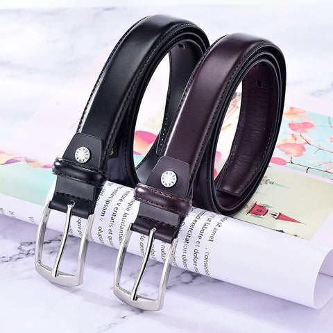 Men's Leather Belt with Pin Buckle