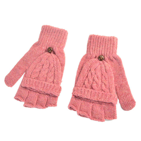 Winter Half Finger Gloves with Mitten Cap