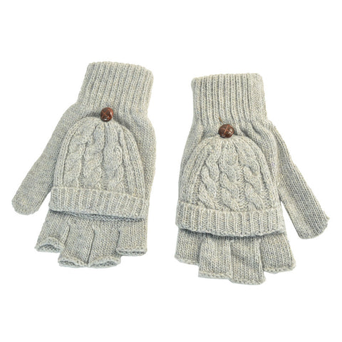 Winter Half Finger Gloves with Mitten Cap