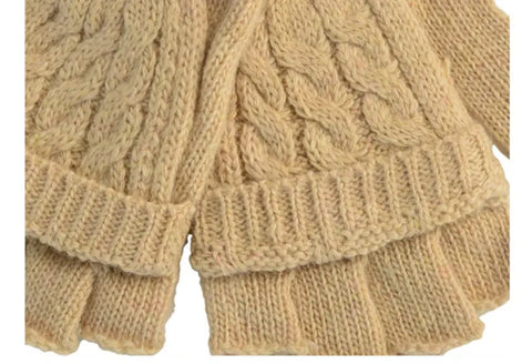 Winter Half Finger Gloves with Mitten Cap