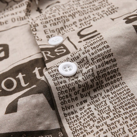 Men's Vintage Newspaper Print Hawaiian Shirt