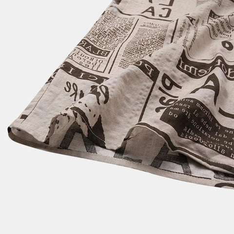 Men's Vintage Newspaper Print Hawaiian Shirt