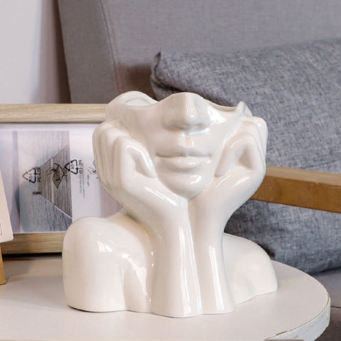 Ceramic Human Face Vase
