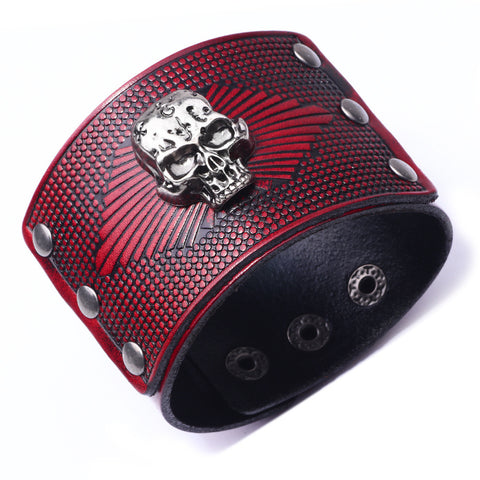 Cowhide Skull Bracelet For Men