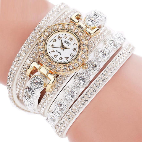 Women’s Quartz PU Leather Rhinestone Bracelet Watch