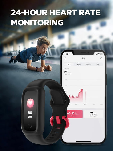 Vigor 2 Kids Fitness Tracker Watch for Girls Boys Ages 5-12, IP68 Waterproof, Activity Tracker, Pedometer, Heart Rate Sleep Monitor, Calorie Step Counter Watch