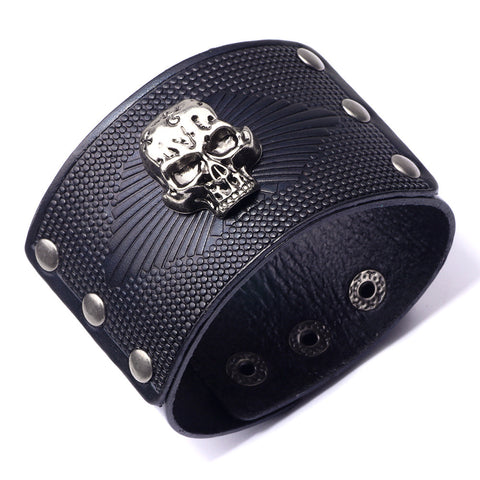 Cowhide Skull Bracelet For Men