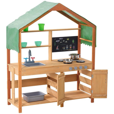 Wooden Mud Kitchen Outdoor Toy Play Kitchen Set for Kids Pretend Playset