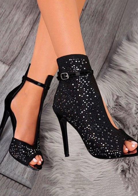 Black Rhinestone Heels