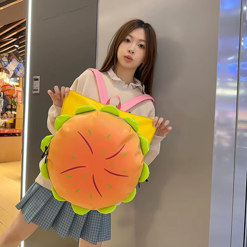 Cartoon Cute Multi-Storey Hamburger Travel Backpack Women Large Capacity Personality Waterproof School Backpacks for Girls Gift