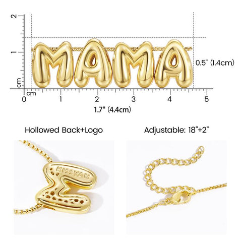 Kissyan Mama Necklace for Women, 14K Gold Plated Bubble Mom Pendant Necklace for New Mum Wife, Fashion Jewelry Gift for Mother'S Day