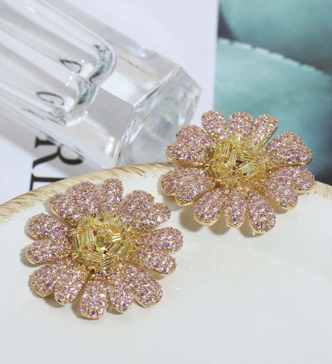 Fashion Three-dimensional Color Sunflower Earrings