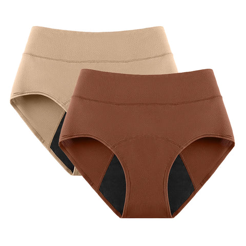 2Pack 3Layers Menstrual Panties High Waist Physiological Incontinence Breathable Briefs Waterproof Period Women Underwear 5Color