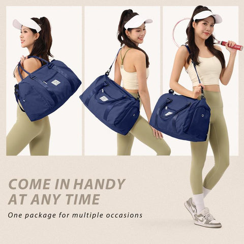 SYCNB Gym Bag for Women Men with Wet Pocket, Travel Duffle Bag Sport Gym Tote Bag with Shoe Compartment, Carry on Overnight Bag Hospital Bag Dark Blue SYCNB