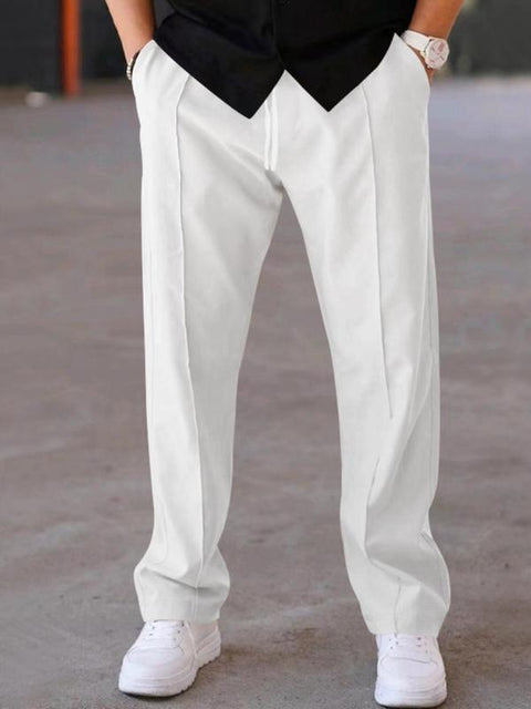 Men'S Solid Color Long Leg Pants, Regular Fit Casual Comfy Trousers for Spring & Fall, Men Bottoms for Daily Wear, Clothing