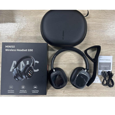 MINISO Wireless Headphones, Rechargeable Noise Cancelling Headphone, Hifi Stereo Full-Color Display Multifunctional Earphone, Foldable Gaming Headset