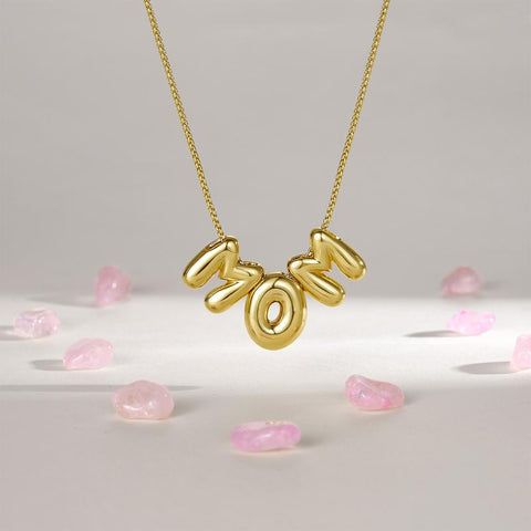 Kissyan Mama Necklace for Women, 14K Gold Plated Bubble Mom Pendant Necklace for New Mum Wife, Fashion Jewelry Gift for Mother'S Day