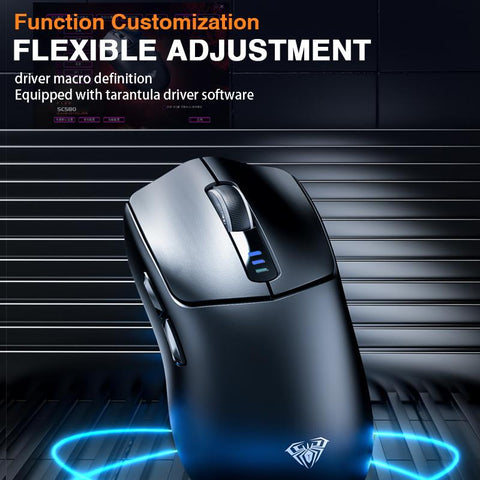 AULA SC580 Tri-Mode Wireless Gaming Mouse, 2.4G/BT5.0/USB-C, 10000 DPI Rechargeable Wireless Mouse, Gamer Mouse with 6 Programmable Buttons, Anti-Slip Stickers, Office Desktop Laptop PC Accessories Ergonomic Computer Mouse Bluetooth Budget Mouse Springtok