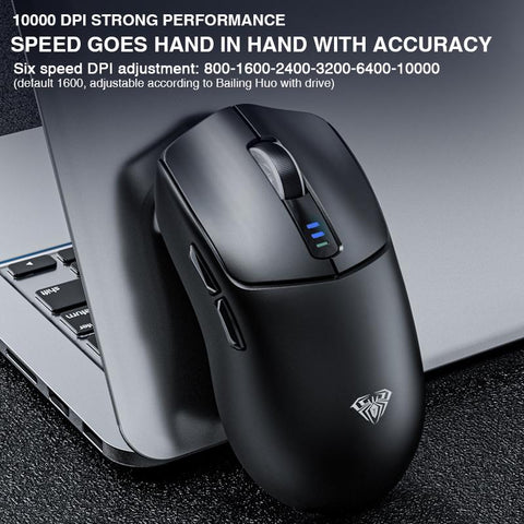AULA SC580 Tri-Mode Wireless Gaming Mouse, 2.4G/BT5.0/USB-C, 10000 DPI Rechargeable Wireless Mouse, Gamer Mouse with 6 Programmable Buttons, Anti-Slip Stickers, Office Desktop Laptop PC Accessories Ergonomic Computer Mouse Bluetooth Budget Mouse Springtok