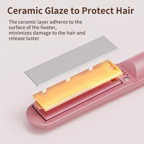 Mother'S Day 2025 Mini Portable Cordless Rechargeable USB Clipper Bangs Curl Straight Dual Purpose Dormitory Available Small Hair Straightener Comfort Pink Hair Curler