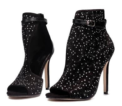 Black Rhinestone Heels