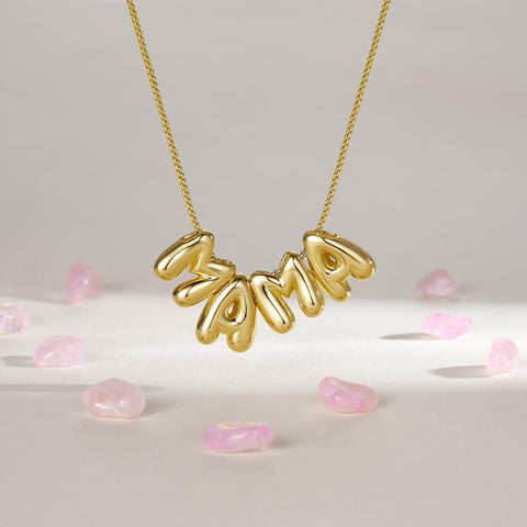 Kissyan Mama Necklace for Women, 14K Gold Plated Bubble Mom Pendant Necklace for New Mum Wife, Fashion Jewelry Gift for Mother'S Day