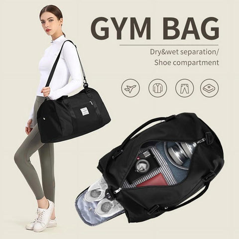 SYCNB Gym Bag for Women Men with Wet Pocket, Travel Duffle Bag Sport Gym Tote Bag with Shoe Compartment, Carry on Overnight Bag Hospital Bag Dark Blue SYCNB