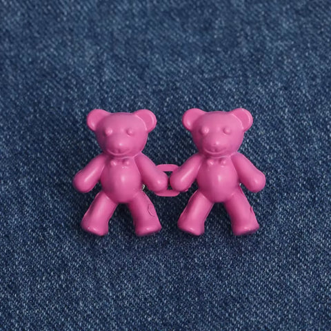 2Pcs Adjustable Jean Buttons Pins Cute Bear Pants Button Pins No Sew and Tools Instant Pant Waist Tightener for Loose Jeans