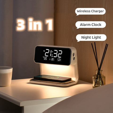 Wireless Charging Alarm Clock Lamp
