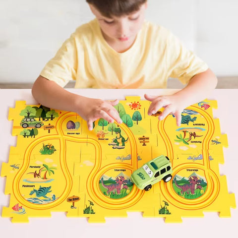 Flexible Railway Track Rail Car Puzzel Toy DIY Assemble Jigsaw Parent-Child Interaction Toy Electric Track Car Puzzle Toys Gifts