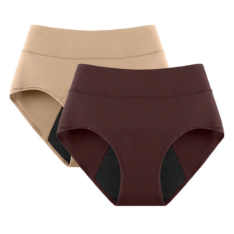 2Pack 3Layers Menstrual Panties High Waist Physiological Incontinence Breathable Briefs Waterproof Period Women Underwear 5Color