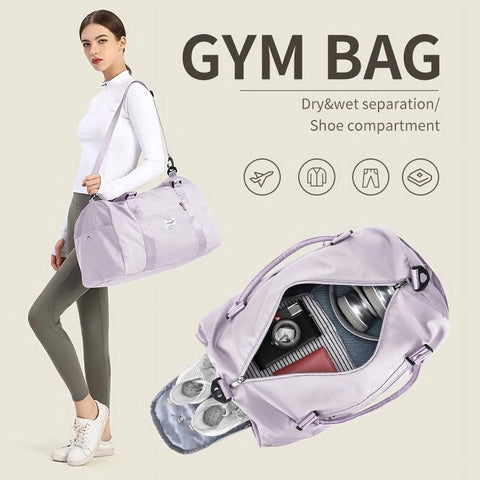 SYCNB Gym Bag for Women Men with Wet Pocket, Travel Duffle Bag Sport Gym Tote Bag with Shoe Compartment, Carry on Overnight Bag Hospital Bag Dark Blue SYCNB