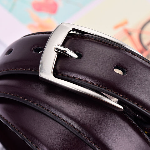 Men's Leather Belt with Pin Buckle