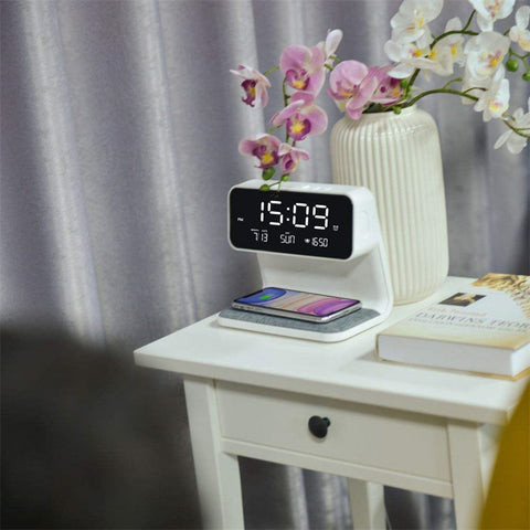 Wireless Charging Alarm Clock Lamp