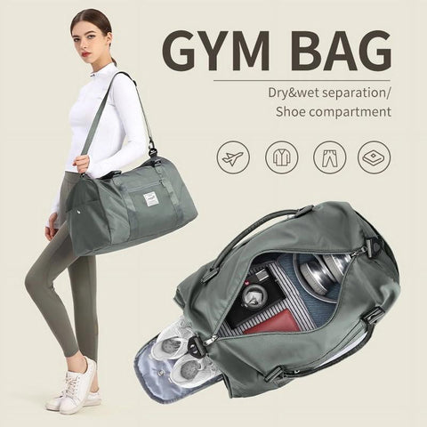 SYCNB Gym Bag for Women Men with Wet Pocket, Travel Duffle Bag Sport Gym Tote Bag with Shoe Compartment, Carry on Overnight Bag Hospital Bag Dark Blue SYCNB