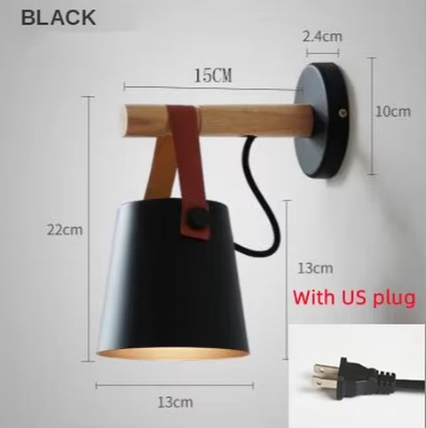 Hot Modern Wall Lamp Wood Iron Led Sconce Bedroom Decor Lighting Bedside Study Leather Hall Aisle Corridor Reading Indoor Light