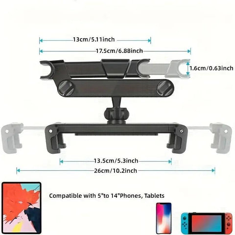 Car Headrest Tablet Mount, Car Headrest Tablet Holder, Seat Back Tablet Mount, Storage Holder for Tablet & Phone, Boyfriend Gift, Car Accessories