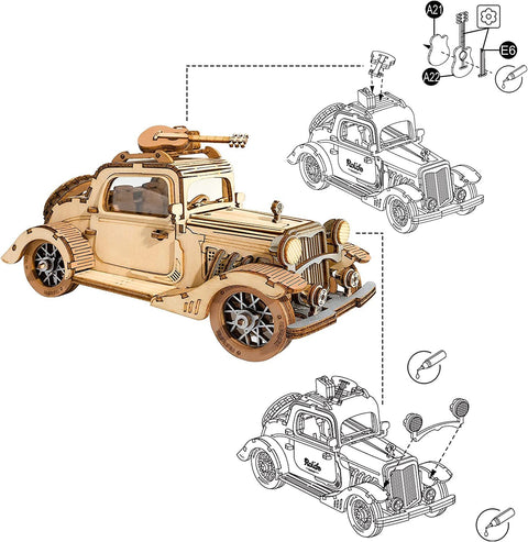 Robotime Rolife Vintage Car Model