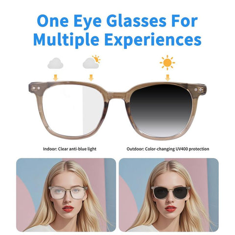 Bluetooth Smart Glasses, Auto-Tinting Sunglasse,Men'S & Women'S Fashion Eyewear,Lenses with UV & Blue Light Protection,Open Audio,Rechargeable