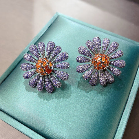 Fashion Three-dimensional Color Sunflower Earrings