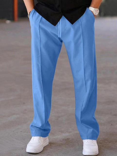 Men'S Solid Color Long Leg Pants, Regular Fit Casual Comfy Trousers for Spring & Fall, Men Bottoms for Daily Wear, Clothing