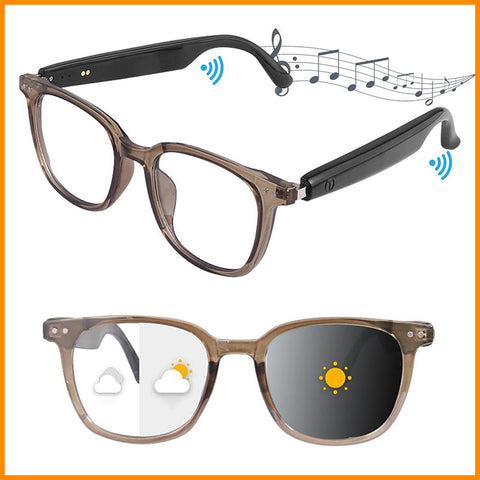 Bluetooth Smart Glasses, Auto-Tinting Sunglasse,Men'S & Women'S Fashion Eyewear,Lenses with UV & Blue Light Protection,Open Audio,Rechargeable
