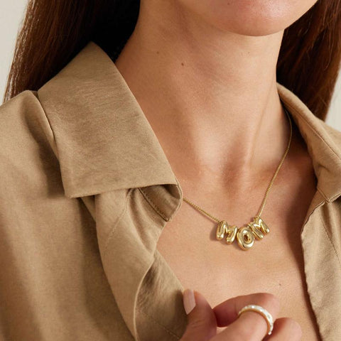 Kissyan Mama Necklace for Women, 14K Gold Plated Bubble Mom Pendant Necklace for New Mum Wife, Fashion Jewelry Gift for Mother'S Day