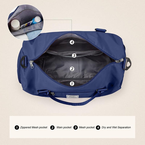 SYCNB Gym Bag for Women Men with Wet Pocket, Travel Duffle Bag Sport Gym Tote Bag with Shoe Compartment, Carry on Overnight Bag Hospital Bag Dark Blue SYCNB