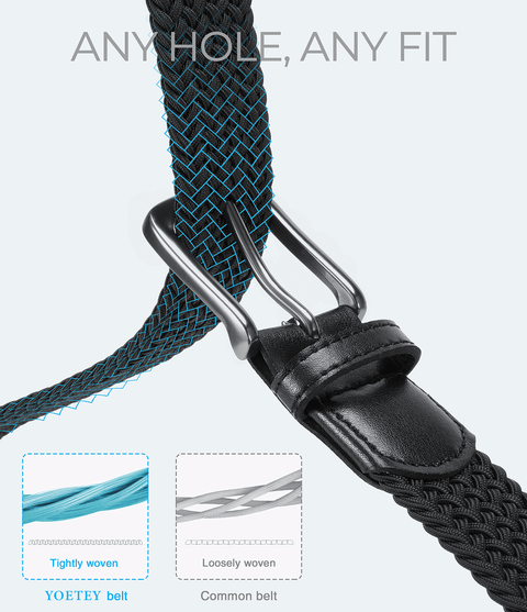 Mens Belts Womens Belts 2 Pack, Stretch Belts Elastic Braided Belts for Casual 1 3/8" (35Mm)