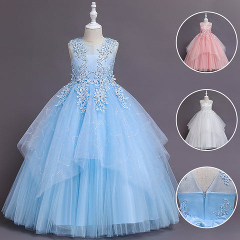 Formal Mesh Lace Dress For Kids