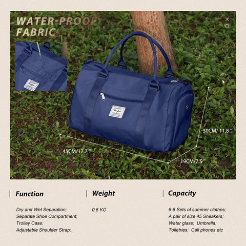 SYCNB Gym Bag for Women Men with Wet Pocket, Travel Duffle Bag Sport Gym Tote Bag with Shoe Compartment, Carry on Overnight Bag Hospital Bag Dark Blue SYCNB