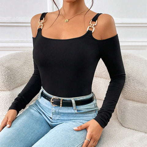 Off-Shoulder Metal Hook Top